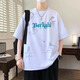 
QLTQZQ2025 summer short-sleeved T-shirt for boys, junior and senior high school students loose half-sleeved teenagers trendy top 693 beige (single short-sleeved) Quality upgrade M 80-95Jin [Jin equals 0.5 kg]