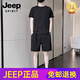 JEEP SPIRIT休闲运动套装男士2025年夏季潮流冰丝短袖短裤搭配一整套 718黑色 XL 【121-140】