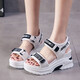 运动凉鞋女2025年新款夏季百搭鱼嘴坡跟松糕厚底老爹高跟增高女鞋 白色 38