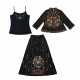 Pierre Cardin Neuer chinesischer Stil Tang Hanfu Verbesserte nationale Stil Jacquard Stickerei Tang Anzug Nationaler Retro Temperament Pferdsgesichtsrock Anzug Frauen 1098 Schwarzbrauner Hosenträger M.