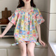 
Langsha 2025 new pajamas for women in summer cloud cotton with chest pad short sleeve sweet love can be worn outside home clothing set 15265 chef dog fixed chest pad M single size