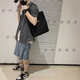 Qumuye men's handbag simple canvas bag men's student tutoring bag commuting tote shoulder bag large capacity file bag khaki thick waterproof 1 pack