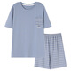 Zhishan Pajamas de pijama de pian de manga corta Modal Seda de seda delgada Estilo delgada de talla grande Casual Simple Summer Men's Home's Relling YSX9720 L