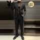 Playboy (Playboy) Suit rayé Men 2025 Nouveau costume formel professionnel slim d'été, beau costume décontracté, costume marron + pantalon + pull noir, match de match M. [suggéré 110jin [Jin est égal à 0,5 kg]]]