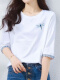 恩若凡七分袖t恤女时尚女装洋气显瘦遮肚棉白色中袖2025年夏季宽松上衣 1XS328白色+W6172冰蓝 M80-105斤 均码