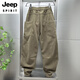 JEEP SPIRIT autumn and winter plus velvet 2025 American casual trousers men's machete pants loose straight corduroy sports trousers black plus * velvet XL 135-155Jin Jin equals 0.5 kg