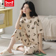 Catman Miiow Pure Cotton Pyjamas für Frauen Sommer kurzärmeligte Hosen Sportstil Lose Casual und können außerhalb der Frühlingshausbekleidungsanzug T-9857 (kurzer Anzug) M (80-Jin [Jin gleich 0,5 kg]) getragen werden)