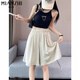 Cotton ice silk high waist wide-leg shorts for women in summer thin 2025 new loose mid-sized pants five-point pants casual pants for women 1560 salty green [high quality 18.5] 3XL 140-150Jin [Jin equals 0.5 kg]