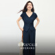 Xishi Sllsky Commuting Linen Lino V-Conta V Bandeo de patas anchas Conjunto de dos piezas 2025 Traje intelectual de verano Royal Blue L