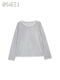 
BSIEE 2025 summer new round neck design with irregular long sleeve thin sweater pullover knit sweater Navy blue L