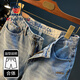 Aemape Apple Summer Shorts décontractés de grande taille de grande taille de Colon Pure Coton Five-partie Jeans Broderie Trendy Broide haut de gamme Bleu droit masculin [XY9922] 28 adapté au poids 95-108jin [Jin est égal à 0,5 kg]