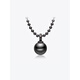 Meluxe Chinese Valentine's Day gift Mui Ne S925 silver round Tahitian black pearl necklace malachite green pendant high-end cool 8-8.5mm malachite green