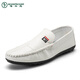 Woodpecker Spring and Summer 2025 new Doudou shoes men's leather shoes Korean version driving shoes lazy shoes social trend casual men's shoes yellow 9880 42