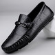 
SATCHI Light Luxury 2025 Summer New Genuine Leather Beanie Shoes Men's Lazy Loafer Soft Sole Business Men MT9913 Black 38