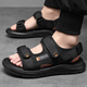 XI und Han Summer New große Männerschuhe 45 tragbare Klettverbindlichkeits Sandalen 46 Soft-Soled Casual Shoes 47 Loose Beach Schuhe 15601 Schwarz Orange 44
