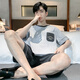 Hongdou (Hodo) pijama para hombres en verano pantalones cortos de algodón puro para juventud verano delgado de gran tamaño para ropa para al aire libre juego de ropa para el hogar HD-9930 L