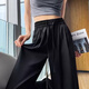 Pierre cardin acetic acid satin ice silk wide-leg pants for women in summer thin straight high waist drooping floor casual sun protection quick-drying pants 691# cement grey [extra-long version] S [recommended 90Jin [Jin equals 0.5 kg] below]