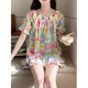 Pajama de algodón modal yunduo para mujeres en verano 2025 Nuevo estilo de princesa dulce con almohadillas en el cofre de mangas cortas shorts de ropa en el hogar 9902-4 amor [con almohadillas de cofre extraíbles] M