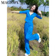 
MAGIOPY International Luxury High-end Brand Salt Fried Street Casual Sports Set Women's 2025 Spring Clothes Bright Blue Cardigan Blue Two-Piece Set S (100Jin [Jin equals 0.5 kg])