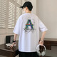 Aoji summer new short-sleeved T-shirt for boys trendy handsome loose version of teenagers W733-light blue M 80-95Jin [Jin equals 0.5 kg]