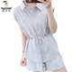 
Woodpecker Fashion Set Women's 2025 Summer Fashion Casual Korean Style Shirt Shorts Two-Piece Pants Set Sky Blue Two-Piece 2XL Recommended 121-135Jin [Jin equals 0.5 kg]