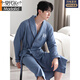 Modal Waffel Bademantel Herren Frühling und Herbst reines Baumwoll mittelgroße Männer Nachthemd 2025 Neues absorbierendes integriertes Bademantel LJ16834 m [Gewicht 100-120jin [Jin entspricht 0,5 kg]]