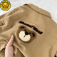 G.DUCKKIDS2025 new spring and autumn children's wear cotton bear jacket, handsome casual top for children, trendy boys' jacket, khaki size 120, recommended height around 110cm
