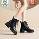 Bottes en cuir de pic pour femmes 2025 Automne et printemps Nouveaux bottes Martin à la mode rétro de vache et à la mode britannique