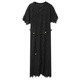 Drei Farbe 2025 Sommer Neues Spitzenkleid Zweiteiler Gürtel Taille geschlossen romantisch schwarz l 165/88a