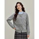 Inman Grey Cable Sticked Flower Pullover 2025 Herbst Frauen neuer Retro loser gestrickter Pullover Strickjacken Noble Grey S