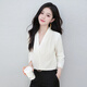 Troman white professional shirt women's long-sleeved V-neck temperament casual no-iron spring and autumn inner top slimming chiffon shirt