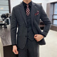 ROMON suit + vest + trousers suit slim fit suit wool professional wear dark gray 3XL