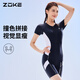 ZOKE (ZOKE) new product new one-piece swimsuit girls short-sleeved five-quarter pants zoke racing sports conservative sun protection swimsuit for women black_white XL