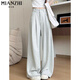 Cotton-Zhiyi Seidendünnmilch Fleece Anzug Weitbeinhosen für Frauen im Sommer 2025 neue kleine hohe Taille Lose Casual Hosen 164 Schwarz [hohe Qualität 26,5] L 110-125jin [Jin entspricht 0,5 kg]
