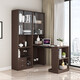 UFSAGCG Corner Pliage Biber étagère intégrée Simple Modern Student Home Desk Ordinking Bureau Écriture Bibliothèque Single Armoire + Table pliante supérieure Longueur gris foncé 1396 * 35