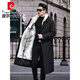 Pierre Cardin parka men's mid-length imitation mink lining cotton coat detachable imitation mink coat jacket winter black large length L