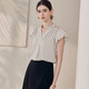 ROEYSHOUSE LOOKI Intellectual Professional V-neck Polka Dot Shirt 2025 Summer New Elegant and Versatile Satin Loose Top 12352 Polka Dot XL