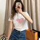 潮流t恤女2025新款设计感小众正肩短款t恤女夏季欲短袖宽松棉上衣 ke白色693 M 100斤以内