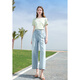
Baitu betu women's clothing 2025 summer new denim wide-leg pants cotton-like tensile nine-point pants women's 2505X15 light denim blue S
