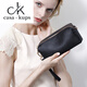 Casa-kups Bolso de embrague Lady Temperament El estilo madre se puede colocar en el teléfono móvil Bolsa de agarre a mano Billet de monedas para mujeres Bolso de cuero suave de moda Negro