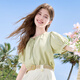 Baitu Betu Women's Clothing 2025 Summer NUEVA Camisa de camisa Diseño de la tela de imitación Fabrica no fácil de arrugas Mujeres de manga corta 2506T24 Verde L