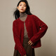 ROMON high-end sweater women's sweater cardigan women's clothing 2025 spring and autumn fashion round neck long sleeve thick temperament jacket for women red one size / slightly hair loss / mind careful shooting