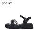 Zhuosini Schwammkuchen dicke Sandalen für Frauen im Sommer tragen koreanische kleine Absatzschuhe schwarz 37