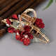 Zaoji (Zaoji) Retro Clásica Brida Tostar Tocado simple Camellia Roja Té Boda Accesorios para el cabello de boda chino para mujeres Camellia roja Hojas de té verde agarrando