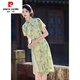 皮尔卡丹（PIERRE CARDIN）新中式改良旗袍2025新款夏季少女年轻款中国风日常奥黛连衣裙短款 绿色 HM7027 2XL