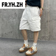 
FR.YH.ZH Yin Xiaoji Heavy washing loose workwear large pocket white bamboo joint denim shorts five-point pants men and women 1049 white M 90-110