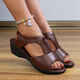 Hot-Air 2025 Neue Sommerfisch-Mundschuhe Sandalen für Frauen, Mutter Sandalen weiche Sohle komfortable und ältere Frauenschuhe Frauen Sandalen High-End-Atmosphäre Black 35 35
