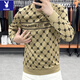 Playboy (PLAYBOY) high-end European goods full-print ironing sweatshirt for men spring and autumn casual fashion luxury trendy brand round neck long sleeve T-shirt for men 6625 black 2XL