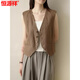 Hengyuanxiang Retro British Style Women Lense Linen Lense V-образное костюм Vest 2025 Весна и летняя трудная темпераментная темпераментная куртка из глины Clay L (Рекомендуемый 100-джин [JIN равняется 0,5 кг] -115JIN [JIN равен 0,5 кг]))