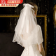 KHSK Veil Bridal Wedding Headdress White Butterfly Pearl Veil French Proposal Collection Registration Photo Small Veil